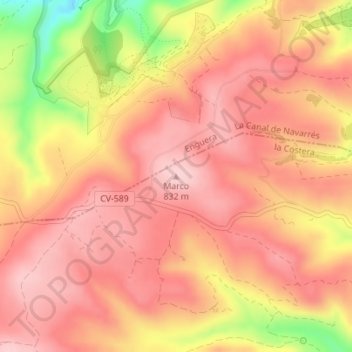 Mapa topográfico Marco, altitude, relevo