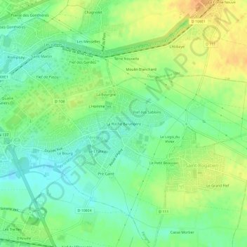 Mapa topográfico La Roche Barangère, altitude, relevo