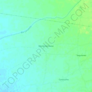 Mapa topográfico Monte Hermoso, altitude, relevo