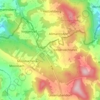Mapa topográfico Altwies, altitude, relevo