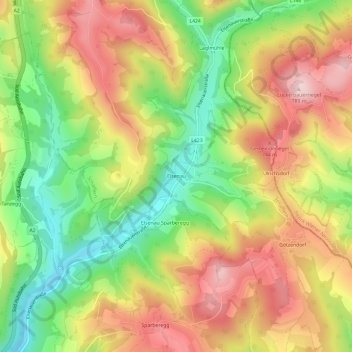 Mapa topográfico Elsenau, altitude, relevo