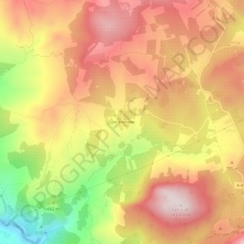 Mapa topográfico Los Arenales, altitude, relevo