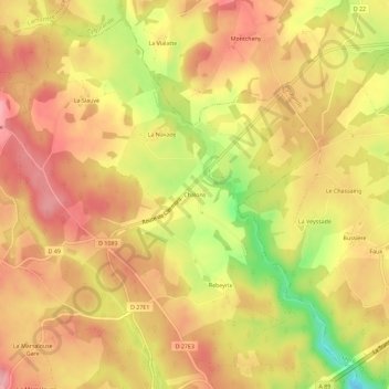 Mapa topográfico Châlons, altitude, relevo