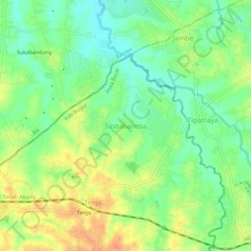 Mapa topográfico Singabangsa, altitude, relevo