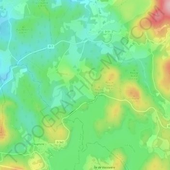 Mapa topográfico Auchaise, altitude, relevo