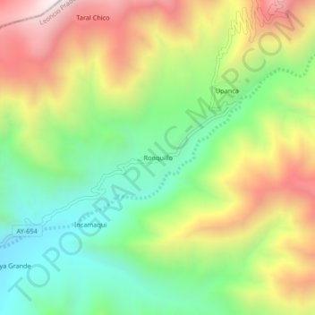 Mapa topográfico Ronquillo, altitude, relevo
