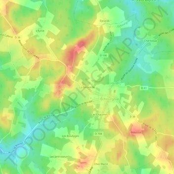 Mapa topográfico La Bernarde, altitude, relevo