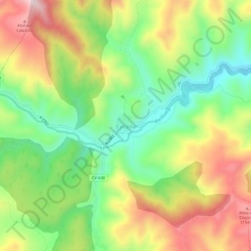 Mapa topográfico Calcena, altitude, relevo