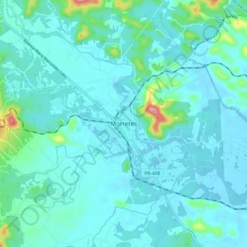 Mapa topográfico Morretes, altitude, relevo
