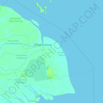 Mapa topográfico Pulau Kateman, altitude, relevo