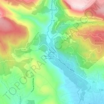 Mapa topográfico La Clape, altitude, relevo