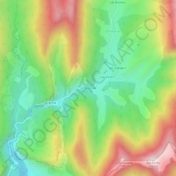 Mapa topográfico La Pastorale, altitude, relevo