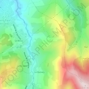 Mapa topográfico Vergelas, altitude, relevo