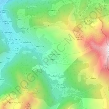 Mapa topográfico Fontaine Froide, altitude, relevo