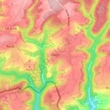 Mapa topográfico Holtz, altitude, relevo