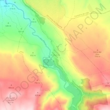Mapa topográfico El Turro, altitude, relevo