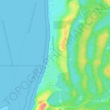 Mapa topográfico Pyla-sur-Mer, altitude, relevo