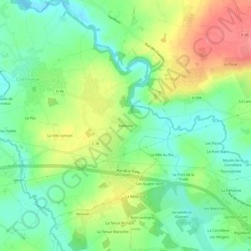 Mapa topográfico Belleville, altitude, relevo