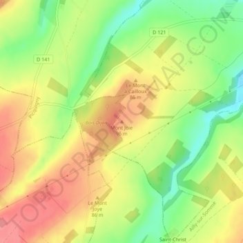 Mapa topográfico Mont Joie, altitude, relevo