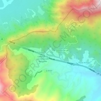 Mapa topográfico Parque Ecológico, altitude, relevo