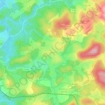 Mapa topográfico Coudert, altitude, relevo