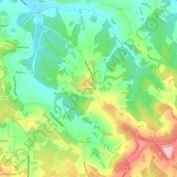 Mapa topográfico Chassaing, altitude, relevo