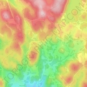 Mapa topográfico Beaumont-du-Lac, altitude, relevo