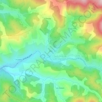 Mapa topográfico Ranc, altitude, relevo