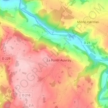 Mapa topográfico Le Hamel, altitude, relevo