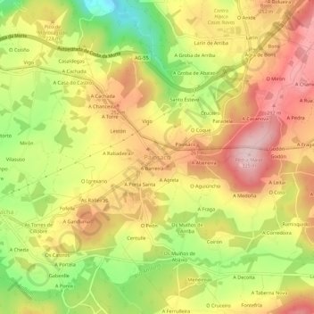 Mapa topográfico Paiosaco, altitude, relevo