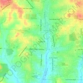 Mapa topográfico Broadview, altitude, relevo