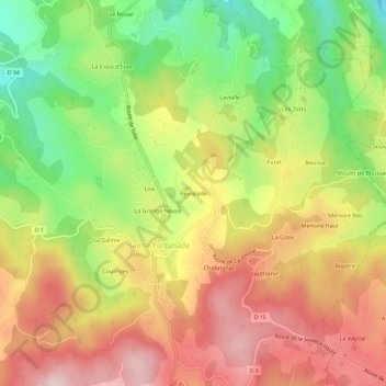 Mapa topográfico Peyrelade, altitude, relevo