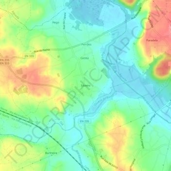 Mapa topográfico Silveiro, altitude, relevo