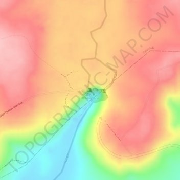 Mapa topográfico Quedas de Calandula, altitude, relevo