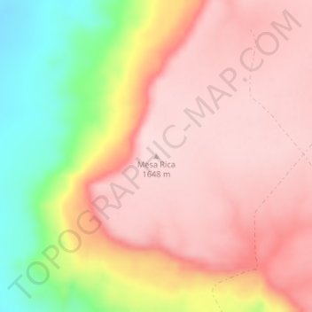 Mapa topográfico Mesa Rica, altitude, relevo