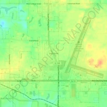 Mapa topográfico Eden Park, altitude, relevo