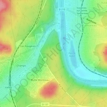 Mapa topográfico Bois Gautier, altitude, relevo