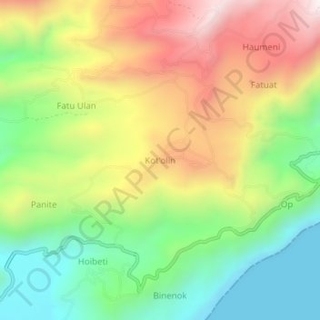 Mapa topográfico Kot'olin, altitude, relevo