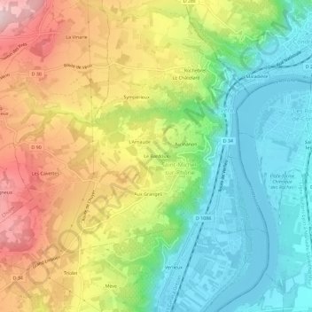 Mapa topográfico Le Bardoux, altitude, relevo