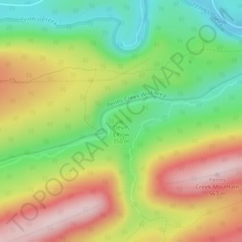 Mapa topográfico Devils Elbow, altitude, relevo