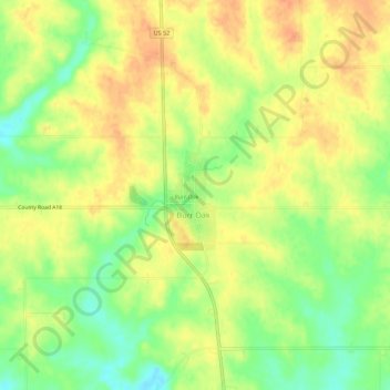 Mapa topográfico Burr Oak, altitude, relevo