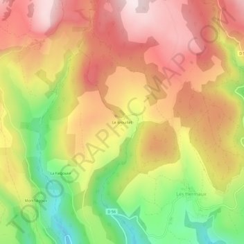 Mapa topográfico Le Brouillet, altitude, relevo