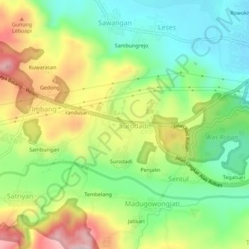 Mapa topográfico Ringisari, altitude, relevo