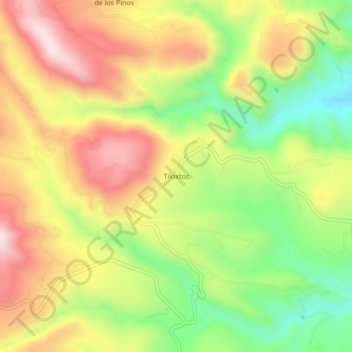 Mapa topográfico Tiloxtoc, altitude, relevo