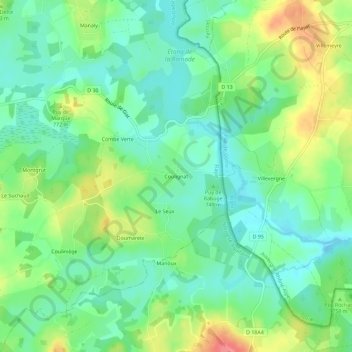Mapa topográfico Coulignat, altitude, relevo