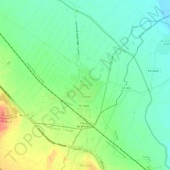 Mapa topográfico Cortes, altitude, relevo