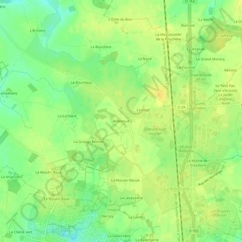 Mapa topográfico Bellenoue, altitude, relevo
