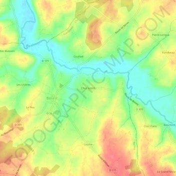 Mapa topográfico Chez Vaslet, altitude, relevo