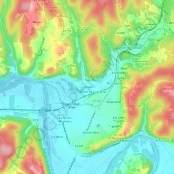 Mapa topográfico La Prade, altitude, relevo