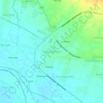 Mapa topográfico Kedungdowo, altitude, relevo